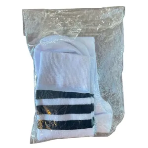 White Thigh-High Socks With Black 3-Stripe Over-Knee-One Size thumbnail 8