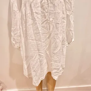 J.Crew Square Neck White Gauze Dress Sz M Long Sleeves Cotton Crinkle thumbnail 5