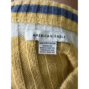 American Eagle Yellow Striped Cardigan Sweater Womens XS Crop Y2K Vibes Preppy thumbnail 6