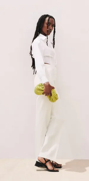 ZARA nwt white straight leg vented pants thumbnail 6