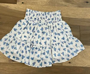 Altar’d State Skirt White Blue Floral Flowy Size L thumbnail 1