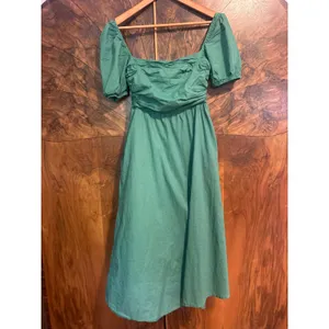 O.P.T. River Midi Dress GORGEOUS COLOR Pockets Green ROMANTIC PRAIRIE Size M thumbnail 4