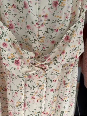 Cream Floral V-Neck Ruffle Sleeve Midi Dress thumbnail 3