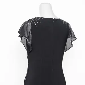 Adrianna Papell‎ Beaded Jersey Chiffon Flutter Sleeve Gown thumbnail 12