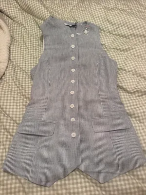 Olivaceous Blue Seersucker Button-Front Dress thumbnail 1