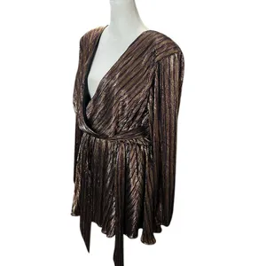 Ramy Brook Elise Metallic Wrap Mini Dress Gold Bronze NWT L thumbnail 7