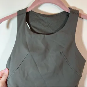 Lululemon Athletica Invigorate Training Tank Top with Bra‎ Olive Green 2 thumbnail 4