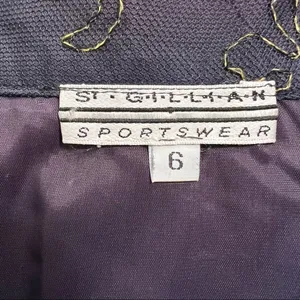 St. Gillian Navy Gold Embroidered Mesh Tiered Midi Skirt Size 6 thumbnail 4