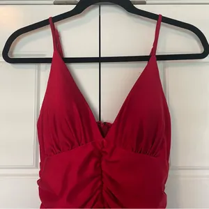 Windsor Women's‎ Red Ruched Mini Dress Size Small V-Neck thumbnail 2