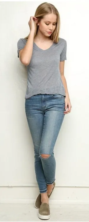 *last chance!!* Brandy Melville Grey Victoria Top thumbnail 1
