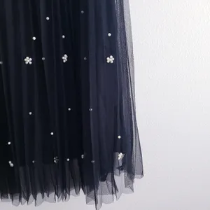 Anthropologie Eva Franco Black Pearl Pleated Midi Skirt thumbnail 3
