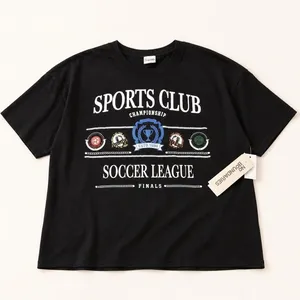 No Boundaries Womens S Black Sports Club Soccer League Graphic Boxy T-Shirt thumbnail 4