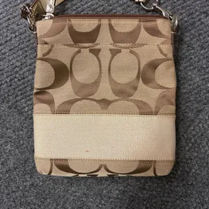 Coach Signature File Bag Khaki Gold Jacquard Canvas Crossbody Handbag F17435 thumbnail 6