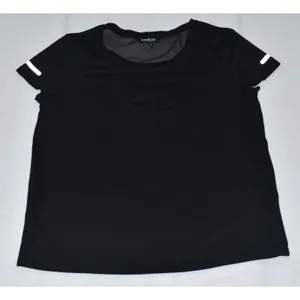 Bebe Sport Top Black with Black Logo Short Sleeve Shirt Sheer Mesh - Size M thumbnail 1