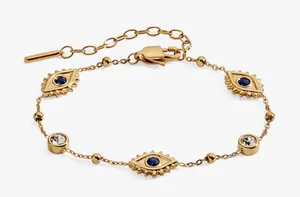 ALEX AND ANI Evil Eye Crystal Stone Chain Bracelet-Gold thumbnail 1