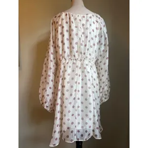 MELLODAY Polka Dot Sheer Long Sleeve Mini Dress L boho whimsi flowy y2k romantic thumbnail 5