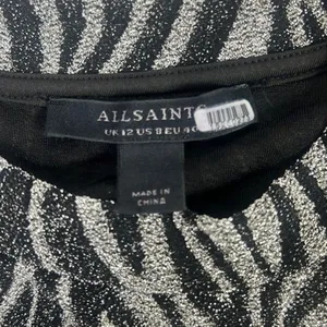 RTR sz 8 all saints Amaya silver black zebra print dress metallic fitted bodycon thumbnail 7