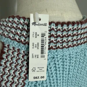 Madewell blue knit crochet halter top with open shoulders in size medium thumbnail 5