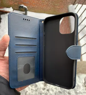 Brand New iPhone 12Pro Max Fashion Leather Card Holder Full Coverage Wallet Case Navy Blue thumbnail 7