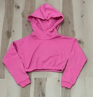 Naked Wardrobe NEW Women Small Pink Crop Long Sleeve Sweatshirt Hoodie thumbnail 1