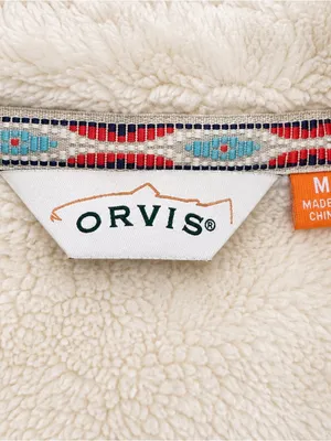 Orvis Women’s Cream Sherpa Fleece Vest Aztec/Black Trim Full Zip Outdoor Medium thumbnail 6