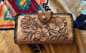 Vintage Tooled Leather Wallet Brown thumbnail 1