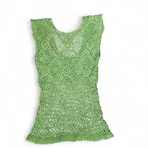 2000s Y2K Green Fairy Crotchet babydoll Tank Cami Festival Top blouse Fitted Corset Waist Stretchy Frills Boho Forest #Alternative #Hippie #Gypsy #Concert #Rave Feminine Girly Measurements in pics thumbnail 5