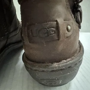 UGG Riding Boots Womens 6 Brown Leather Knee High Shearling Lined‎ Zip Buckle thumbnail 5