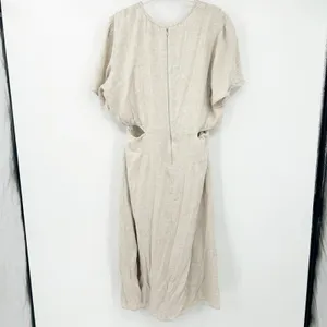 Abercrombie & Fitch Womens Boho Beach‎ Linen Blend Knotted Cutout Midi Dress XLT thumbnail 11