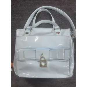 Betsey Johnson Blue Patent Satchel Handbag Bow Heart Lock Y2K Shoulder Bag thumbnail 7