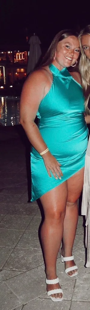 Open back mock neck dress- water green thumbnail 1