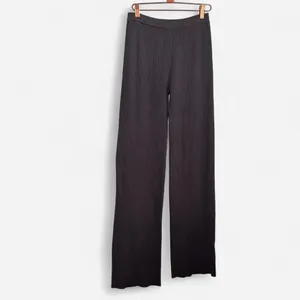 Meshki Black Rue Ribbed Flared Knit Pants | Y2K Minimalist Streetwear | Small thumbnail 2