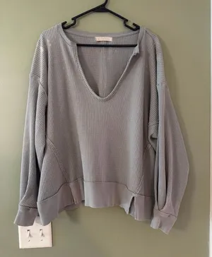 We The Free Waffle Knit V-Neck Pullover thumbnail 1