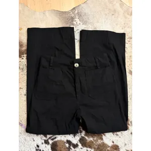 MAEVE Colette Black Linen Blend Stretch Wide Leg Pants size 27 thumbnail 2