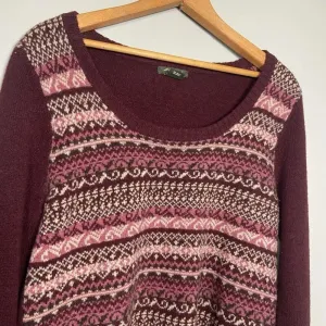 Eddie‎ Bauer Women's Wool Sweater Burgundy Fair Isle Nordic Size M Y2K Preppy thumbnail 2