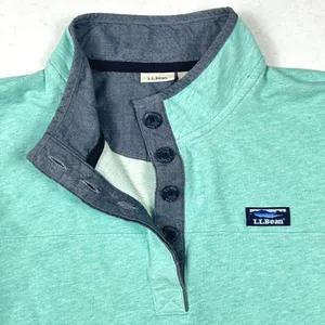L.L.Bean Women XL Quarter Snap Pullover Coastal Preppy Fleece Teal‎ Blue Green thumbnail 5