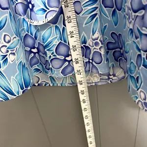 Vintage City Triangles Blue Floral Hawaiian Y2K 90s Coconut Girl Halter Dress 10 thumbnail 2