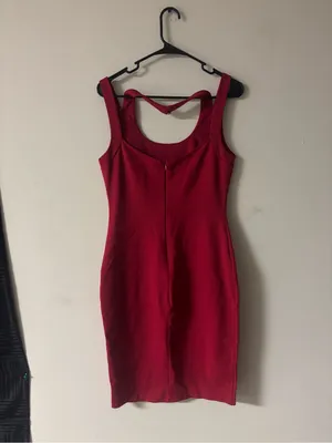 Mystic LA Red Bodycon Sheath Mini Dress Size L Y2K Sleeveless Cocktail thumbnail 2