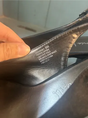 Gloria Vanderbilt Blk Satin Peep-Toe Slingback Heels w/Ruffle & Crystal Accents thumbnail 5