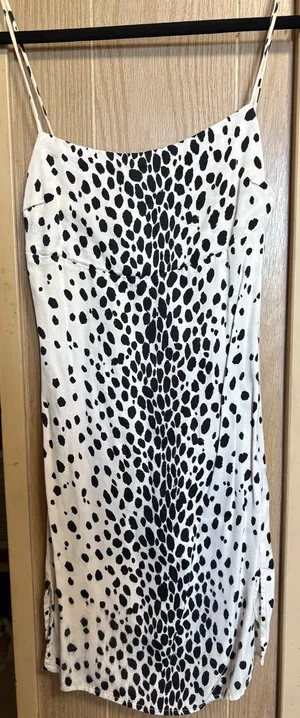 Bershka Black & White Animal Print Slip Dress thumbnail 1