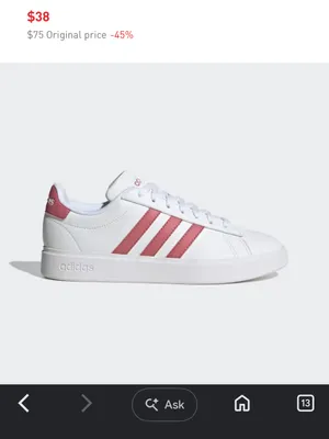 adidas Grand court classic white leather striped lace up sneakers ladies 9.5 M thumbnail 8