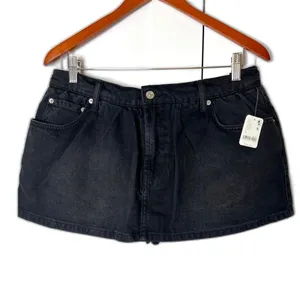 Free People We The Free Denim Micro Mini Skort in Black Wash Sz 27 New With Tags thumbnail 4