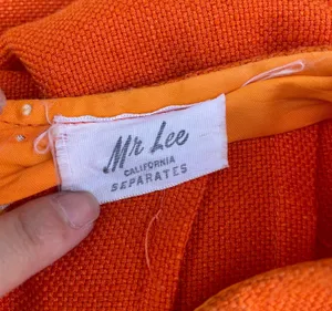 Vintage VTG Mr. Lee California separates orange linen blend pencil skirt size XS thumbnail 5
