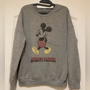 Disney Mickey Mouse women’s grey crewneck sweatshirt Sz M thumbnail 1