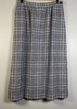 VINTAGE Pendleton Size 6 Wool Plaid Tartan‎ Midi Skirt USA Blue Tan A-line thumbnail 1