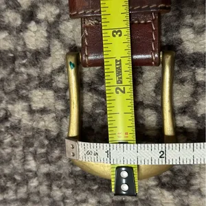 Vintage Y2K Size M Brown Leather Square Brass Buckle Belt thumbnail 4