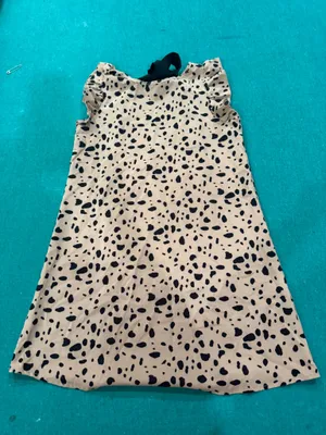 animal print dress with bow Tan thumbnail 1