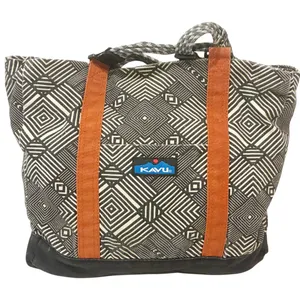 Kavu Black White Printed Snap Closure Tote Bag Large Compartment Travel thumbnail 1