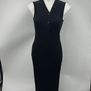 Who What Wear black ribbed knit sleeveless maxi dress small thumbnail 2