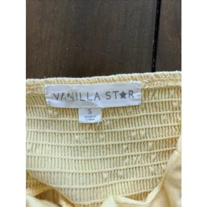 Vanilla Star Tiered Maxi Dress Womens Size S Yellow Boho Summer Cotton Blend thumbnail 4